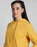 Plain Hooded Regular Fit Yellow Zipper Jacket