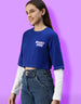 Spooky Vibes Blue Graphic Printed Regular Fit Crop Top