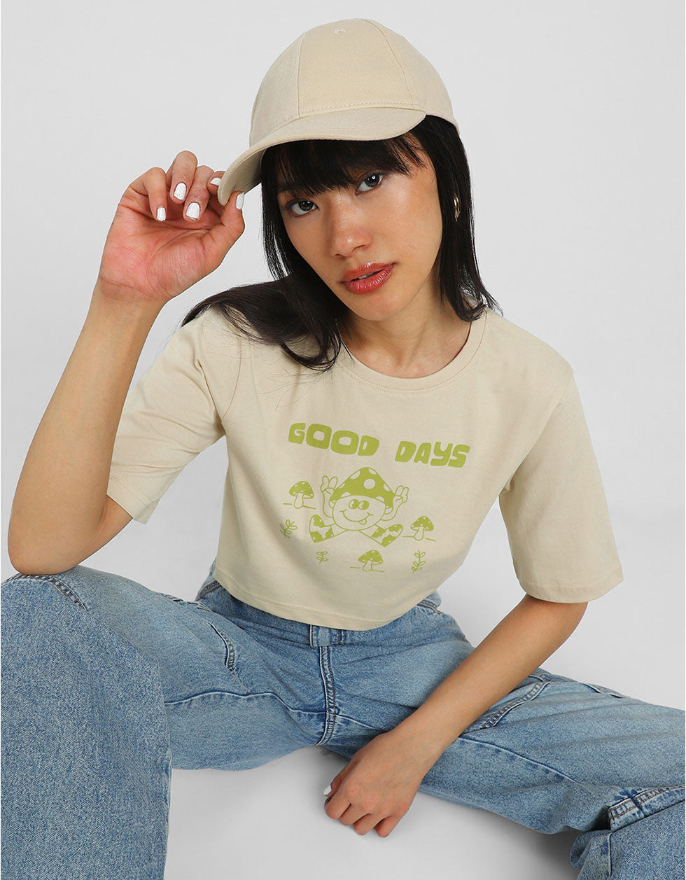 Good Days Swanwhite Graphic Printed Crop-Top