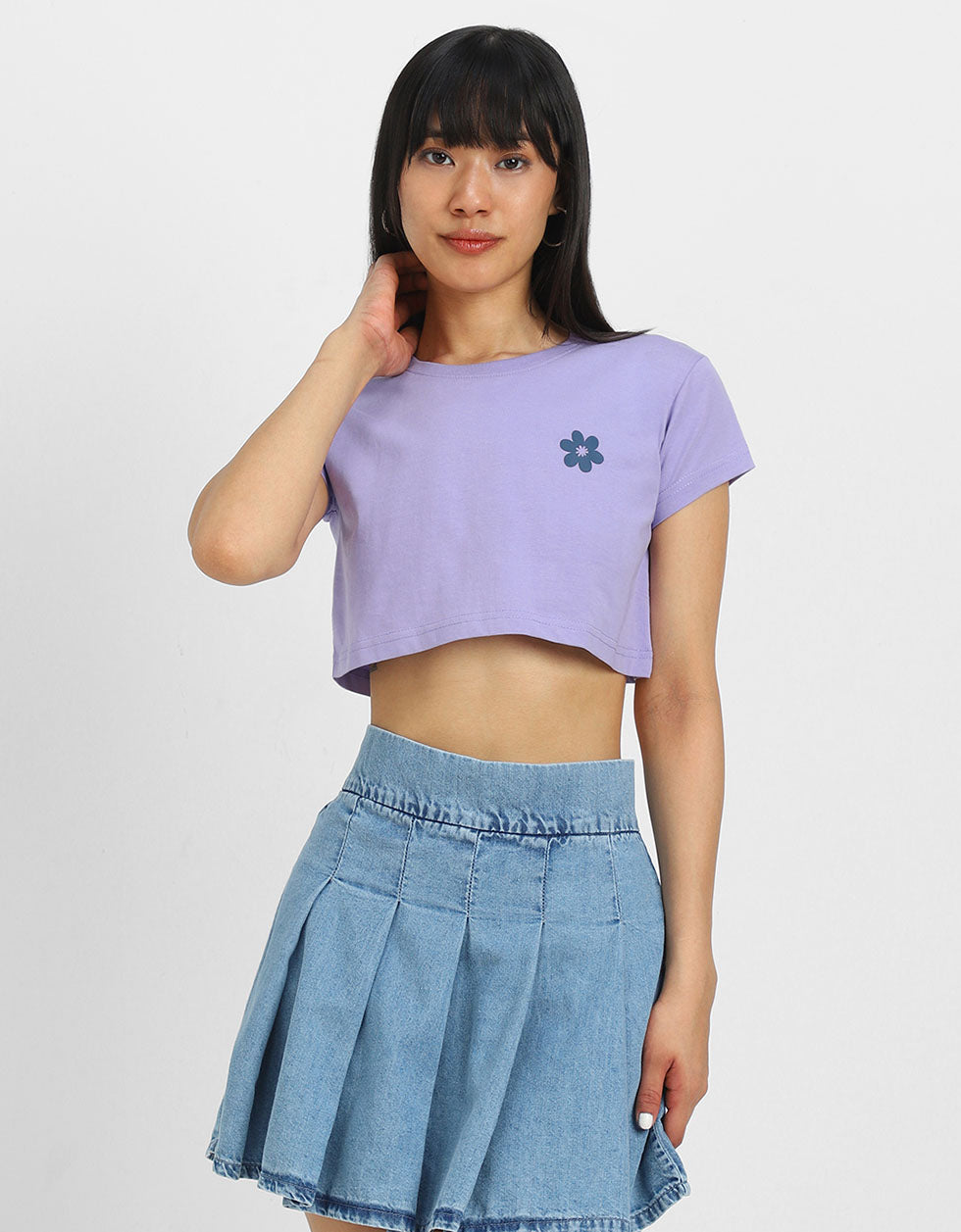 Good Times Lilac Graphic Printed Crop-Top