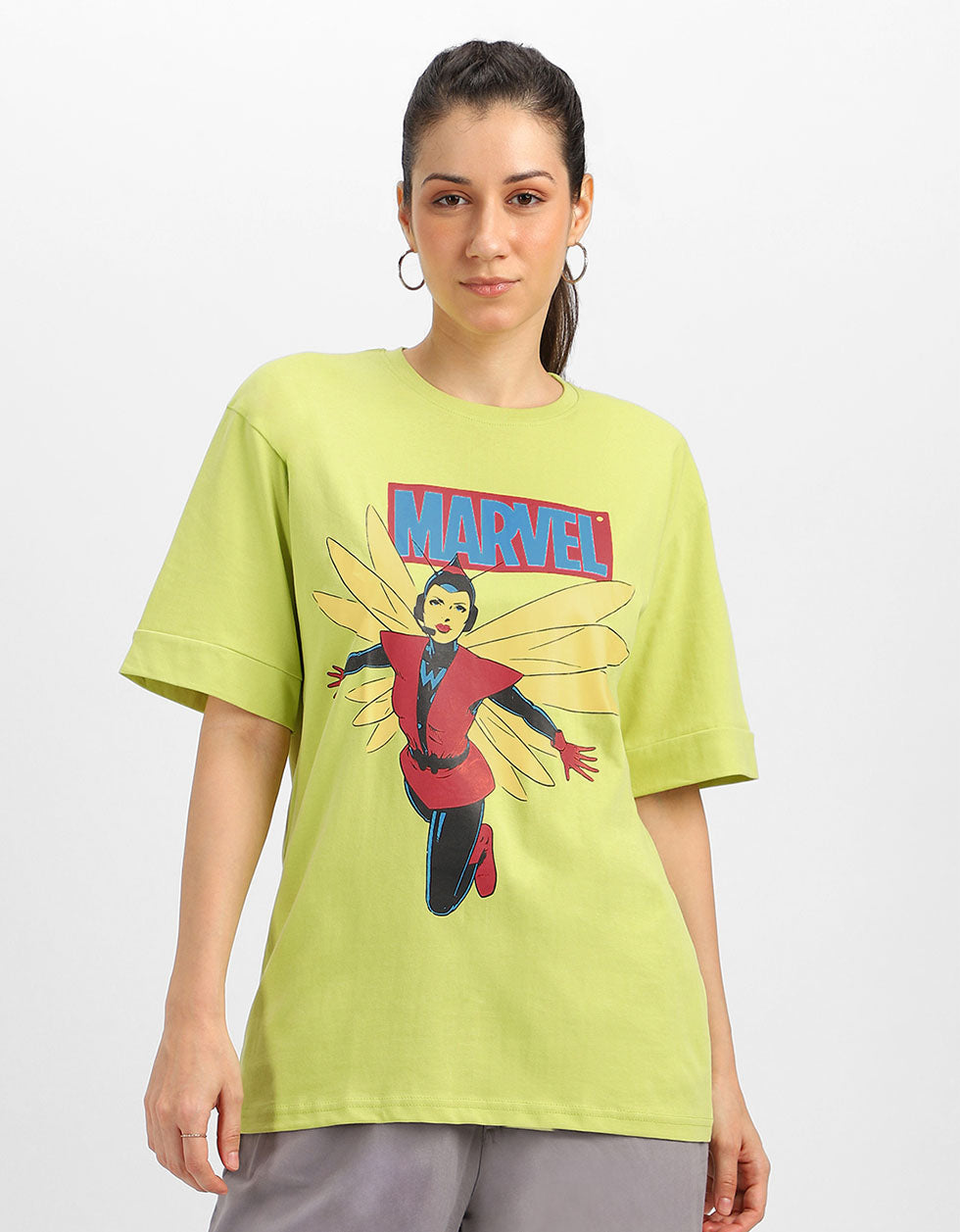 Marvel Yellow Oversized Fit Graphic T-Shirt
