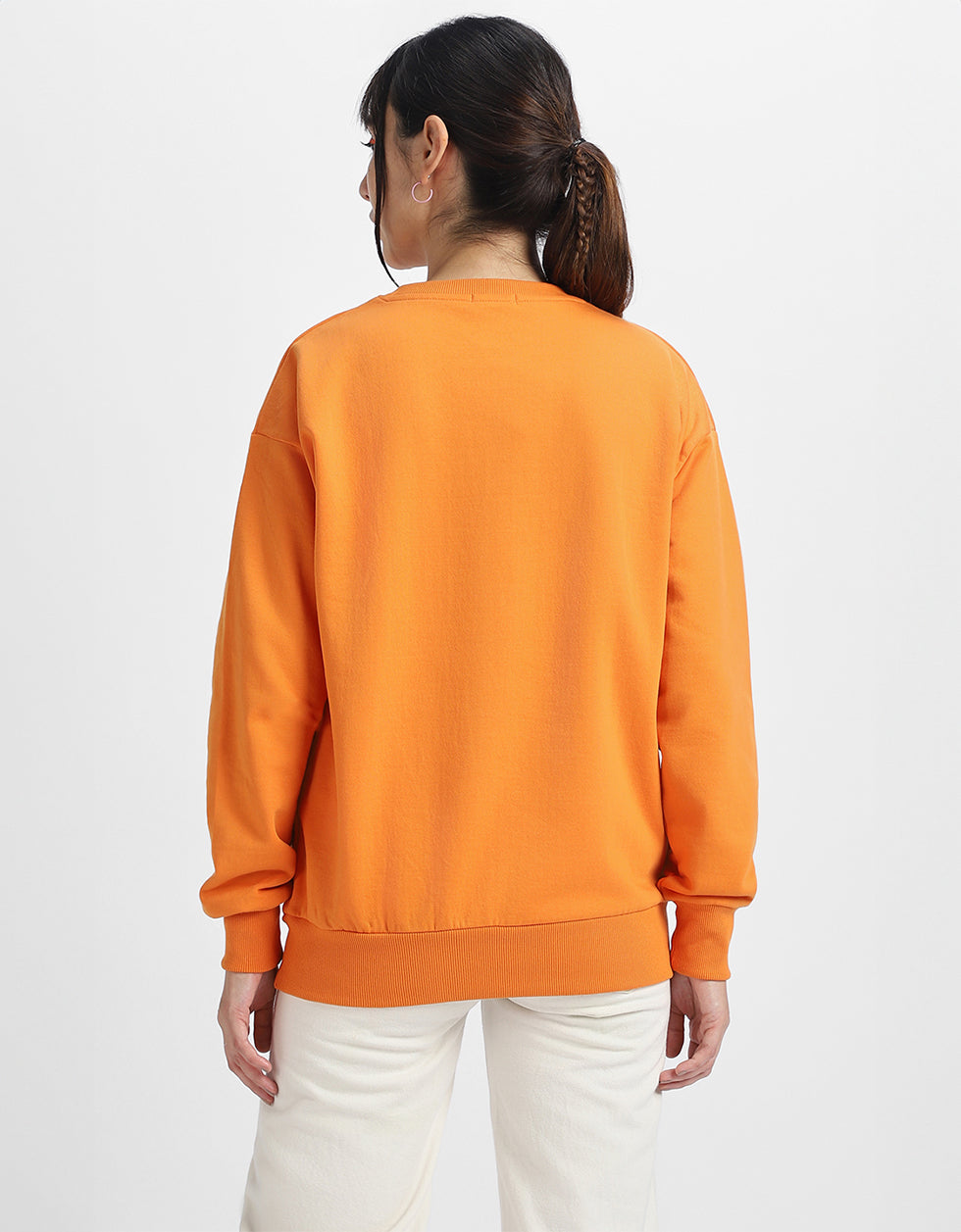 Street Rules Graphic Printed Oversized Orange Sweatshirt