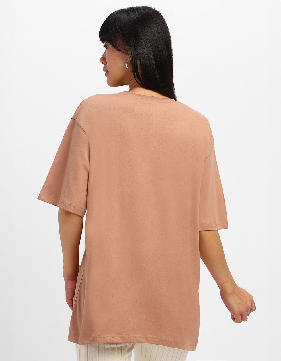 Break Rules Beige Graphic Printed Oversized T-Shirt