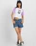Cyber Bunny White Graphic Printed Crop-Top