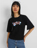 Stop Scrolling Black Graphic Printed Crop-Top