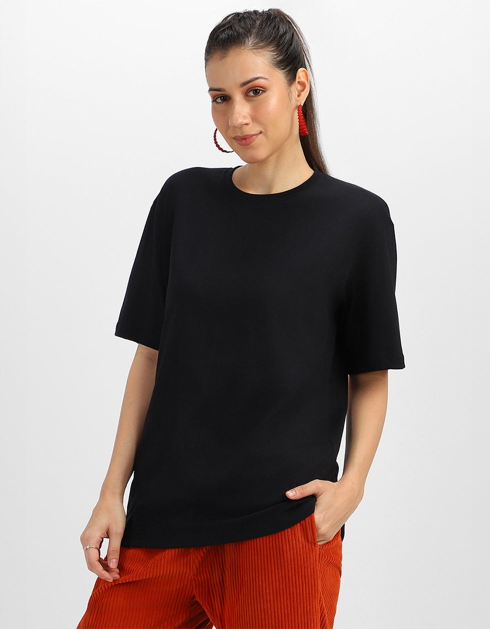 Travel More Black Graphic Printed Oversized T-Shirt