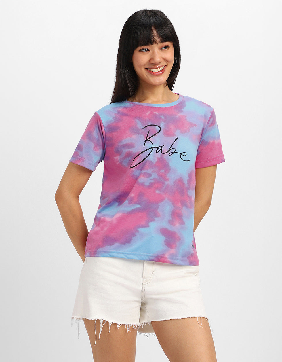Babe Lilac Regular Fit Graphic T-Shirt