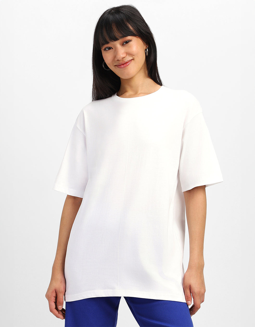 Protect Your Energy White Graphic Printed Oversized T-Shirt