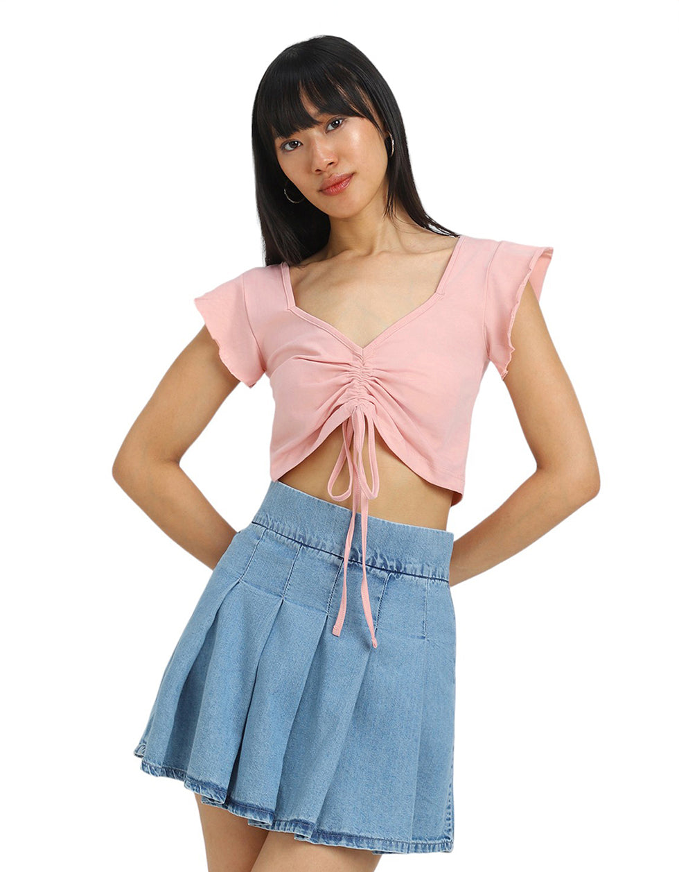 Pink Designer Regular Fit Crop-Top