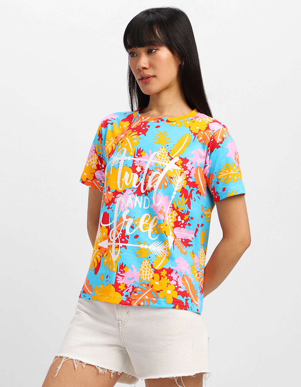 Wild And Free Multicolor Regular Fit Graphic T-Shirt