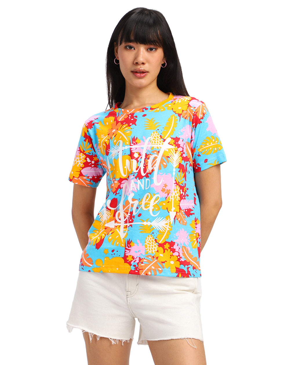 Wild And Free Multicolor Regular Fit Graphic T-Shirt