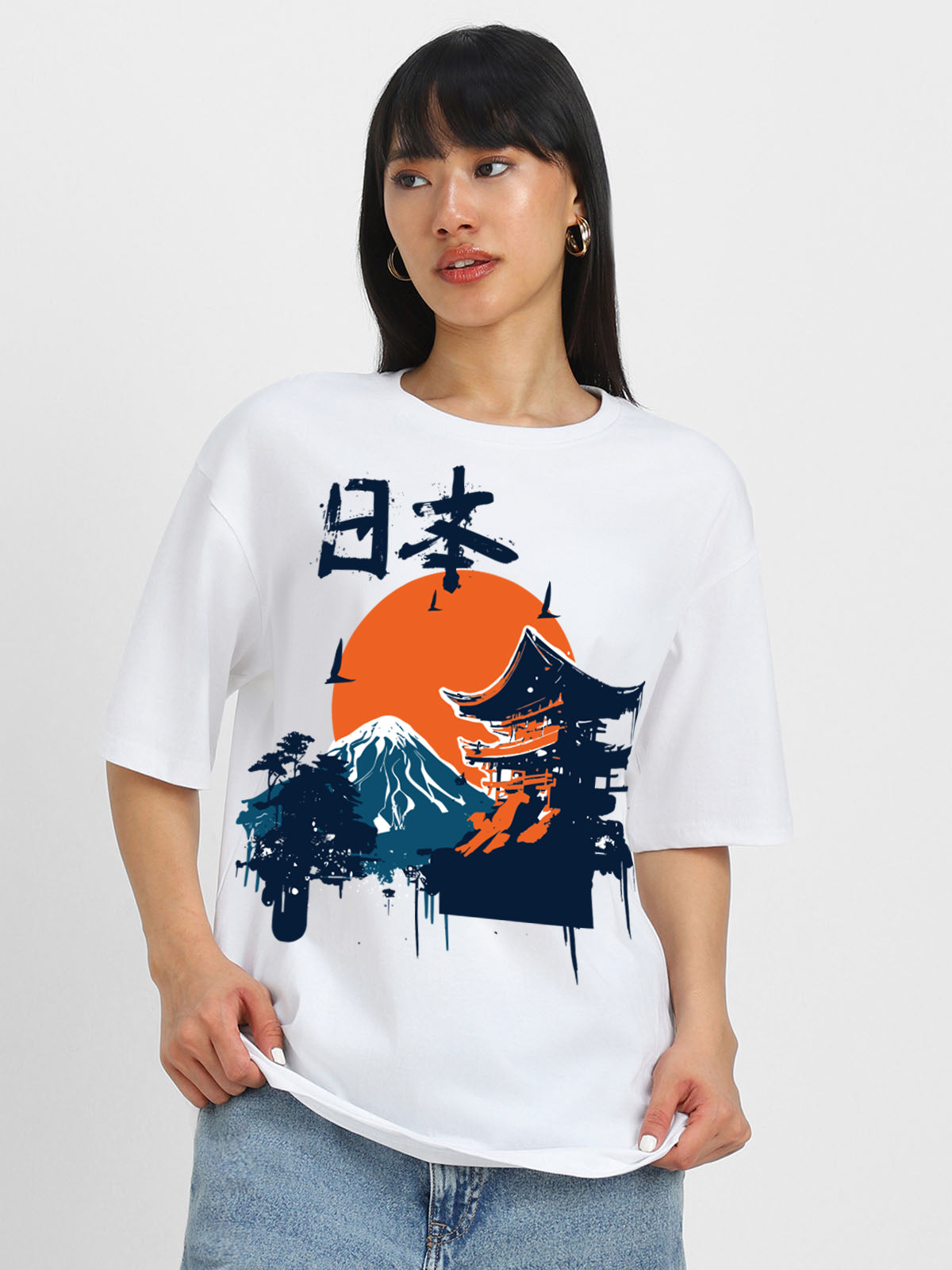 Nature White Oversized Graphic T-Shirt