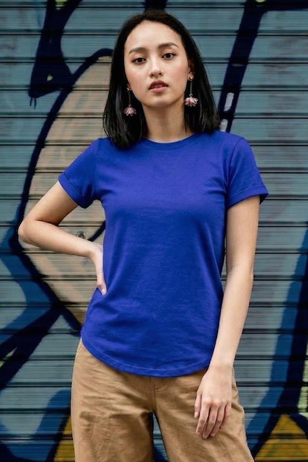 Blue Plain Boyfriend Fit T-Shirt
