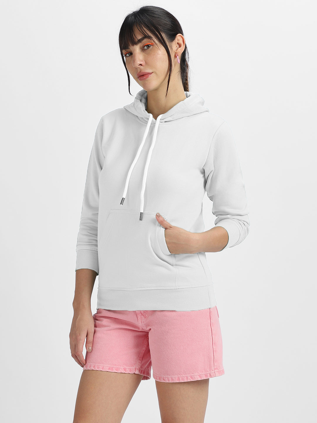 Sassy White Graphic Back Printed Regular Fit Hoodie