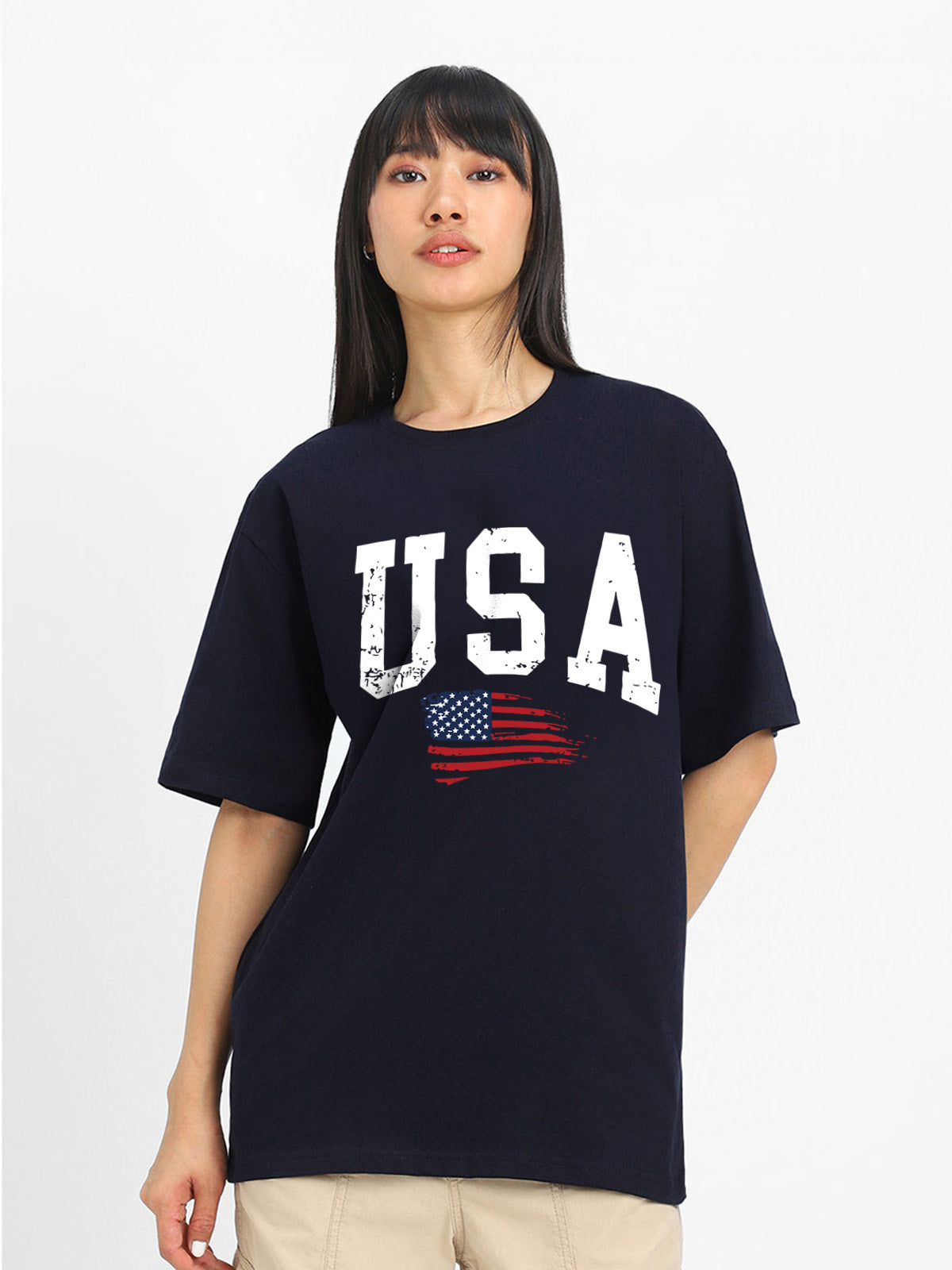 USA Navy Graphic Printed Oversized T-Shirt