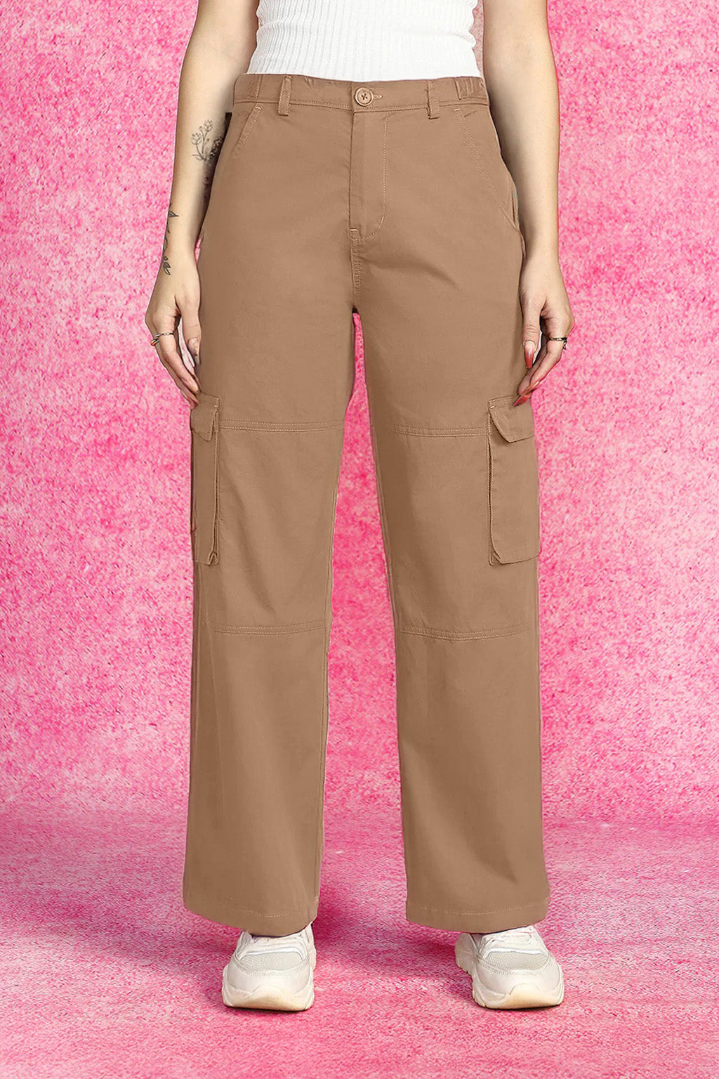 Taupe Structured 5 Pocket Straight Fit Woven Cargo