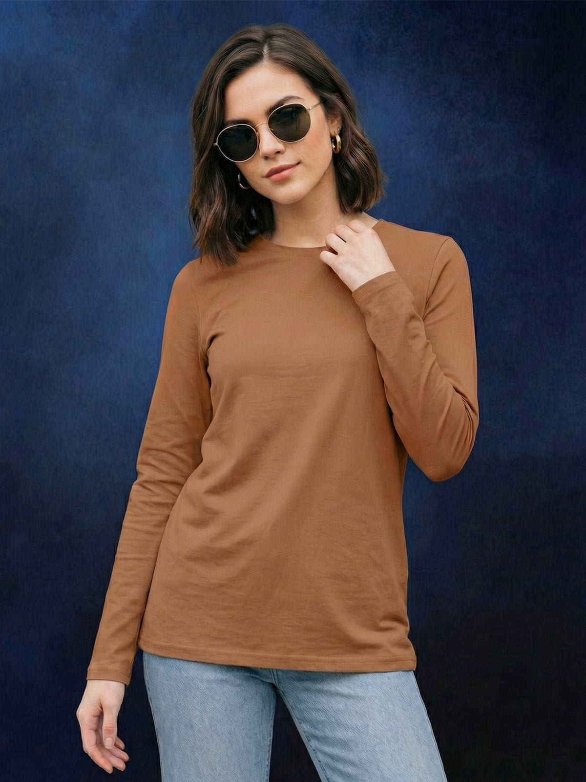 Cork Plain Full Sleeve Regular Fit T-Shirt