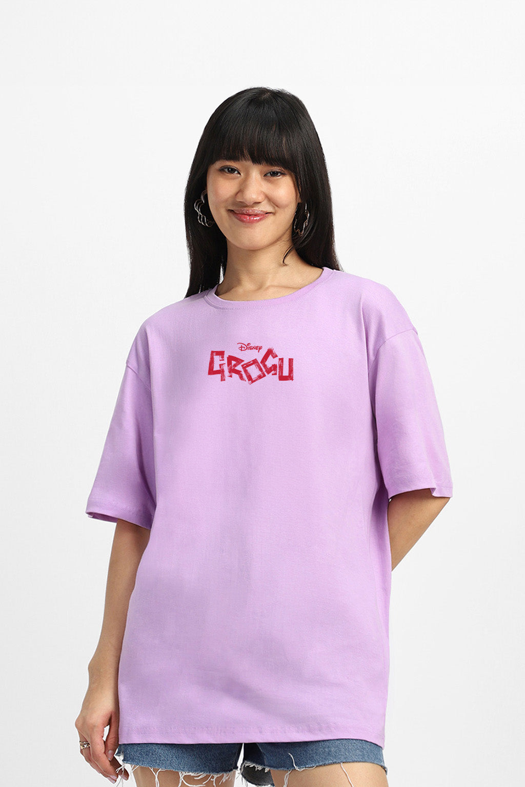 Disney Grogu Yoda Lilac Oversized Graphic T-Shirt