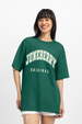 Juneberry Original Green Oversized Fit Graphic T-Shirt