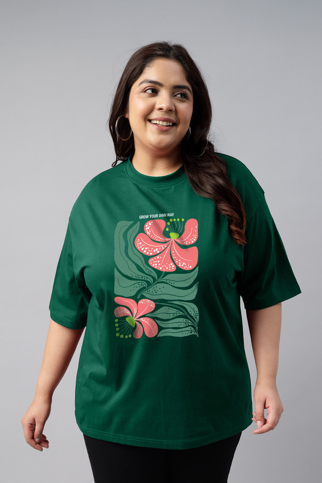 Grow Your Own Way Green Printed Plus Size T-shirt