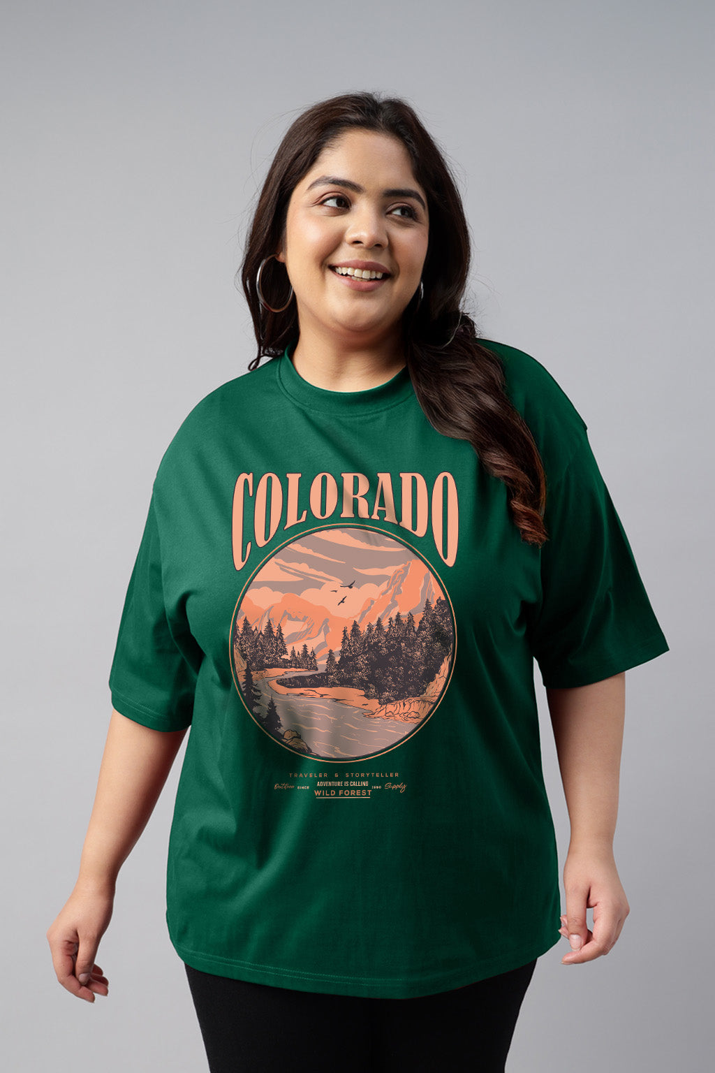 Colorado Green Plus Size Printed T-shirt
