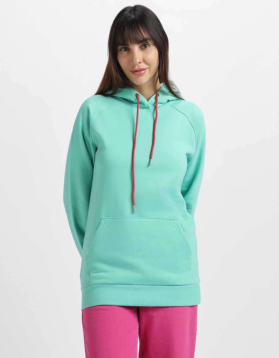 Plain Green Regular Fit Hoodie