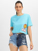 IRONMAN Blue Graphic Printed Crop-Top