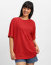 Red Plain Oversized T-Shirt