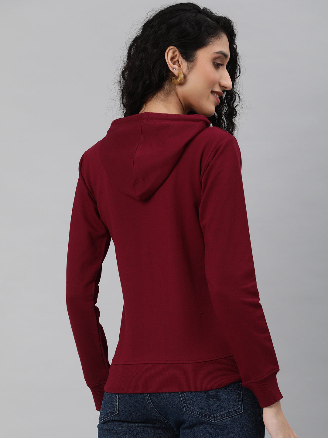 Plain Maroon Regular Fit Hoodie