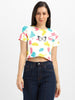 Butterfly White Tie-Dye Printed Crop-Top