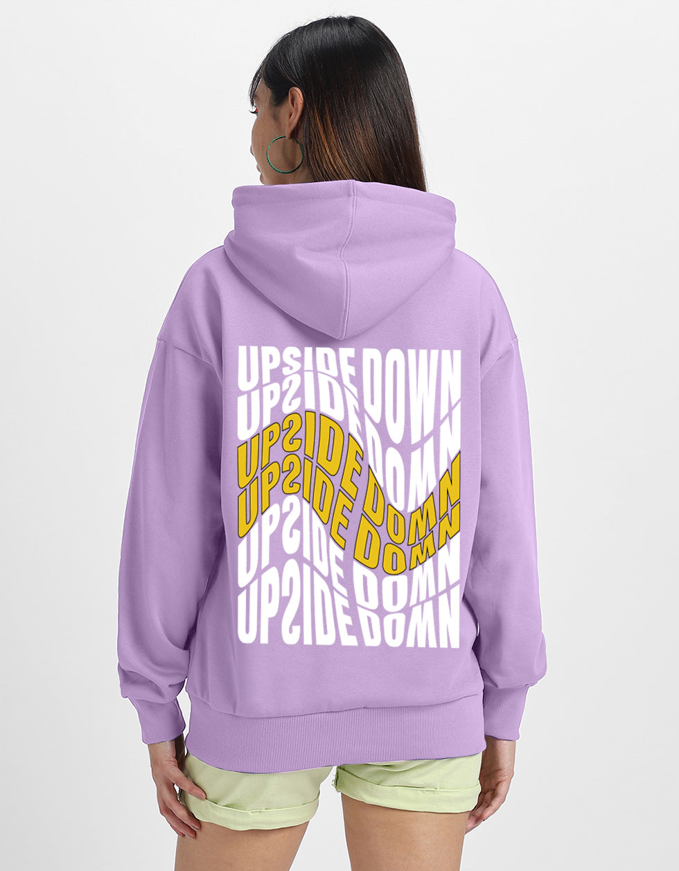 Upside Down Printed Lilac Regular Fit Hoodie