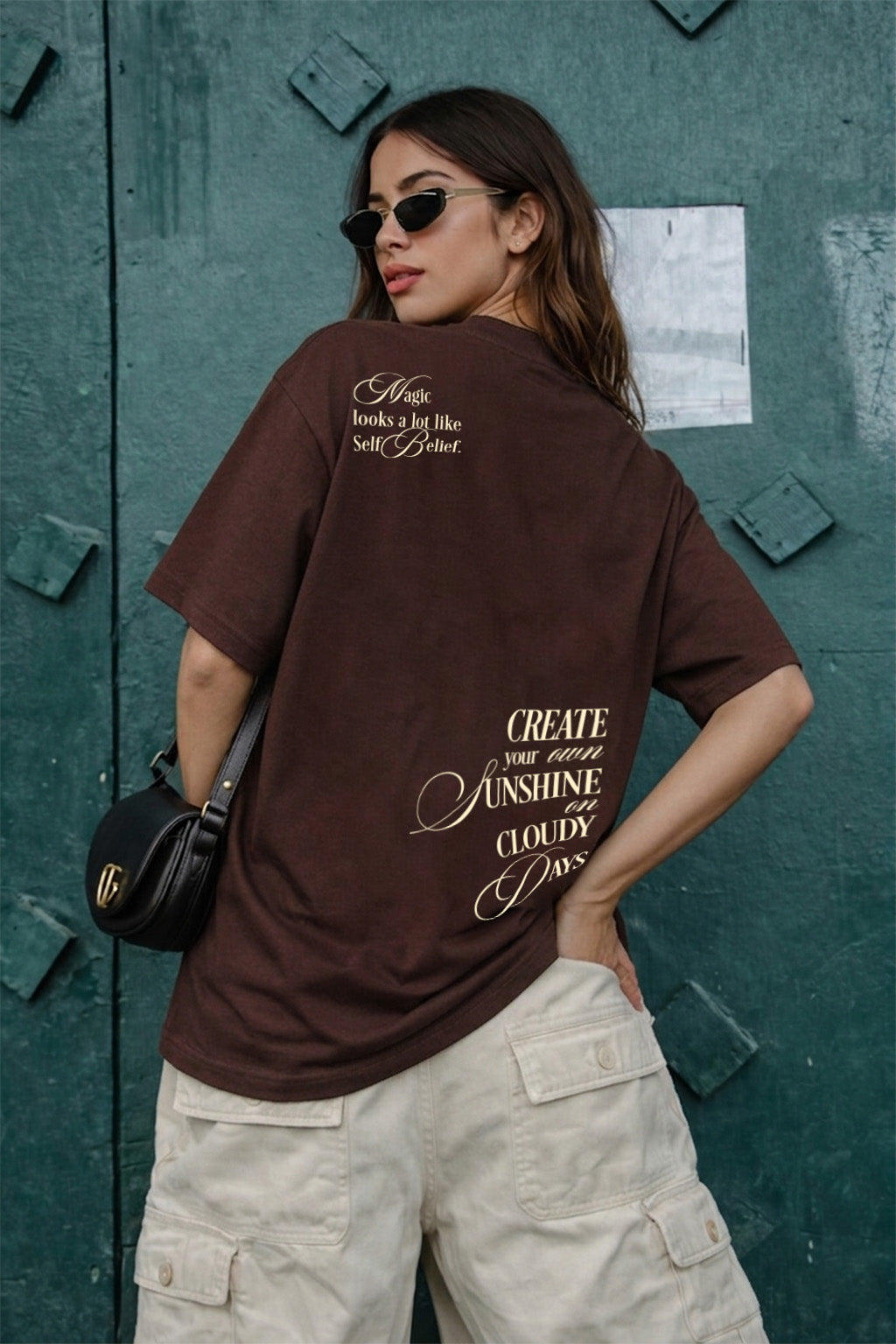 Sunshine Brown Oversized Graphic Printed T-Shirt