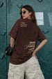 Sunshine Brown Oversized Graphic Printed T-Shirt