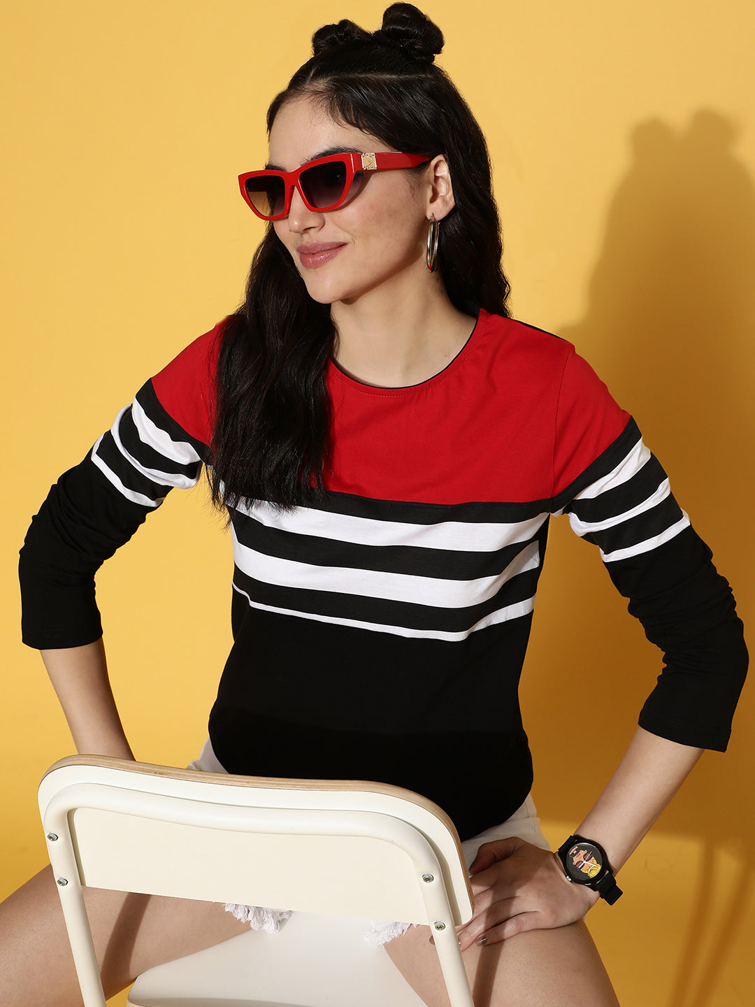 Red & Black Regular Fit Graphic T-Shirt