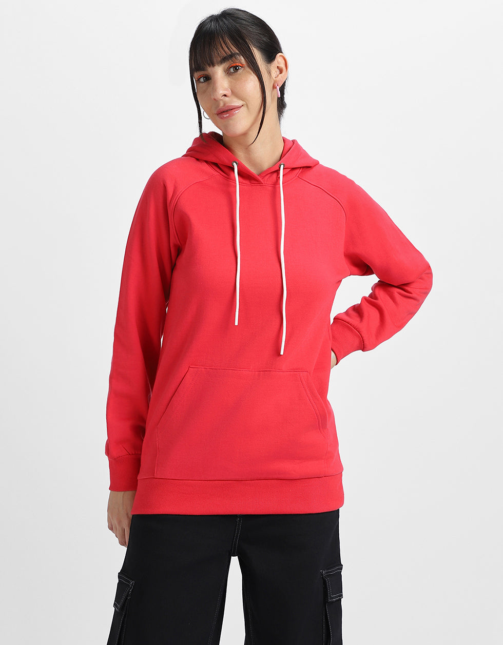 Plain Magenta Regular Fit Hoodie