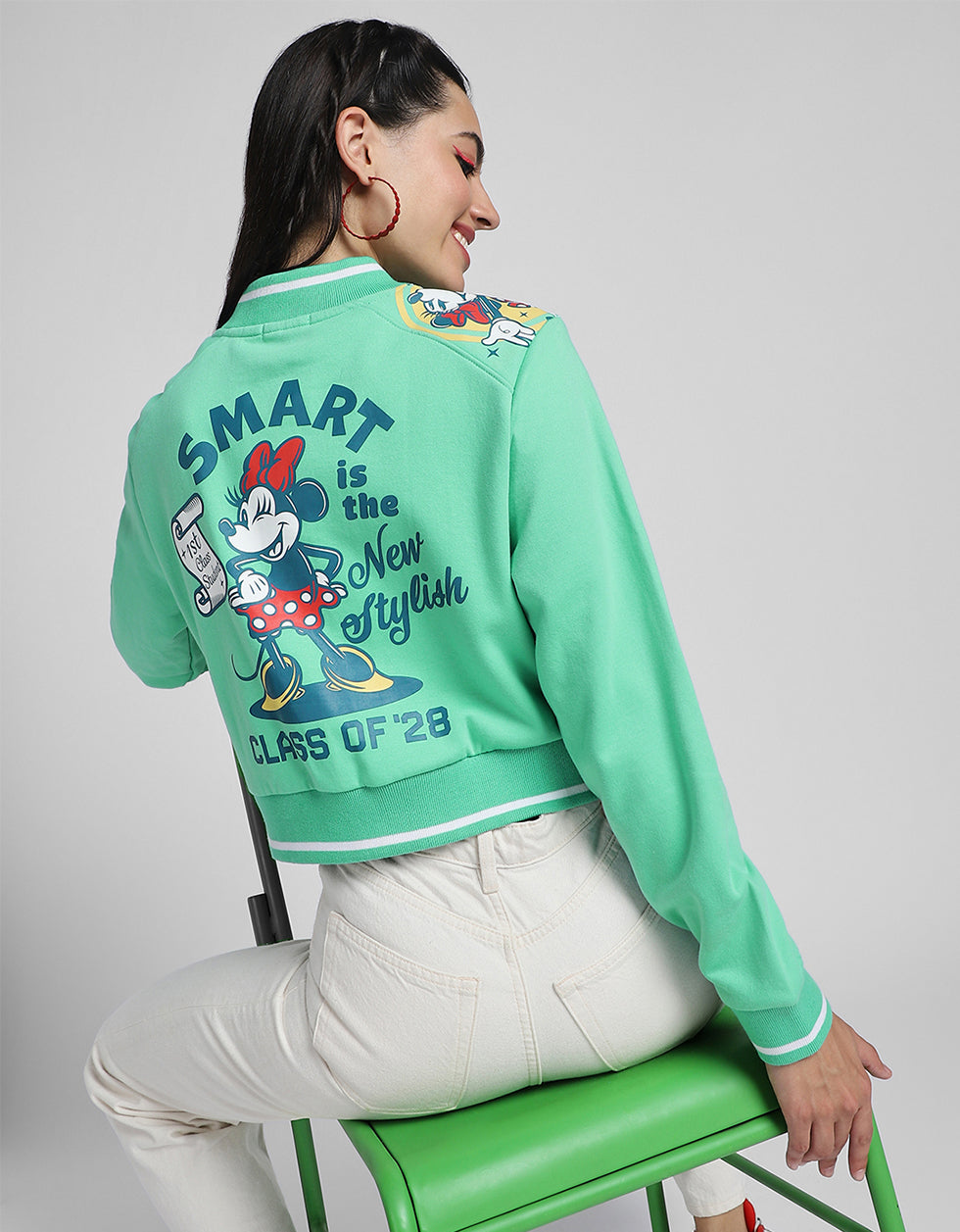 Minnie Mouse Graphic Printed Regular Fit Zipper Jacket
