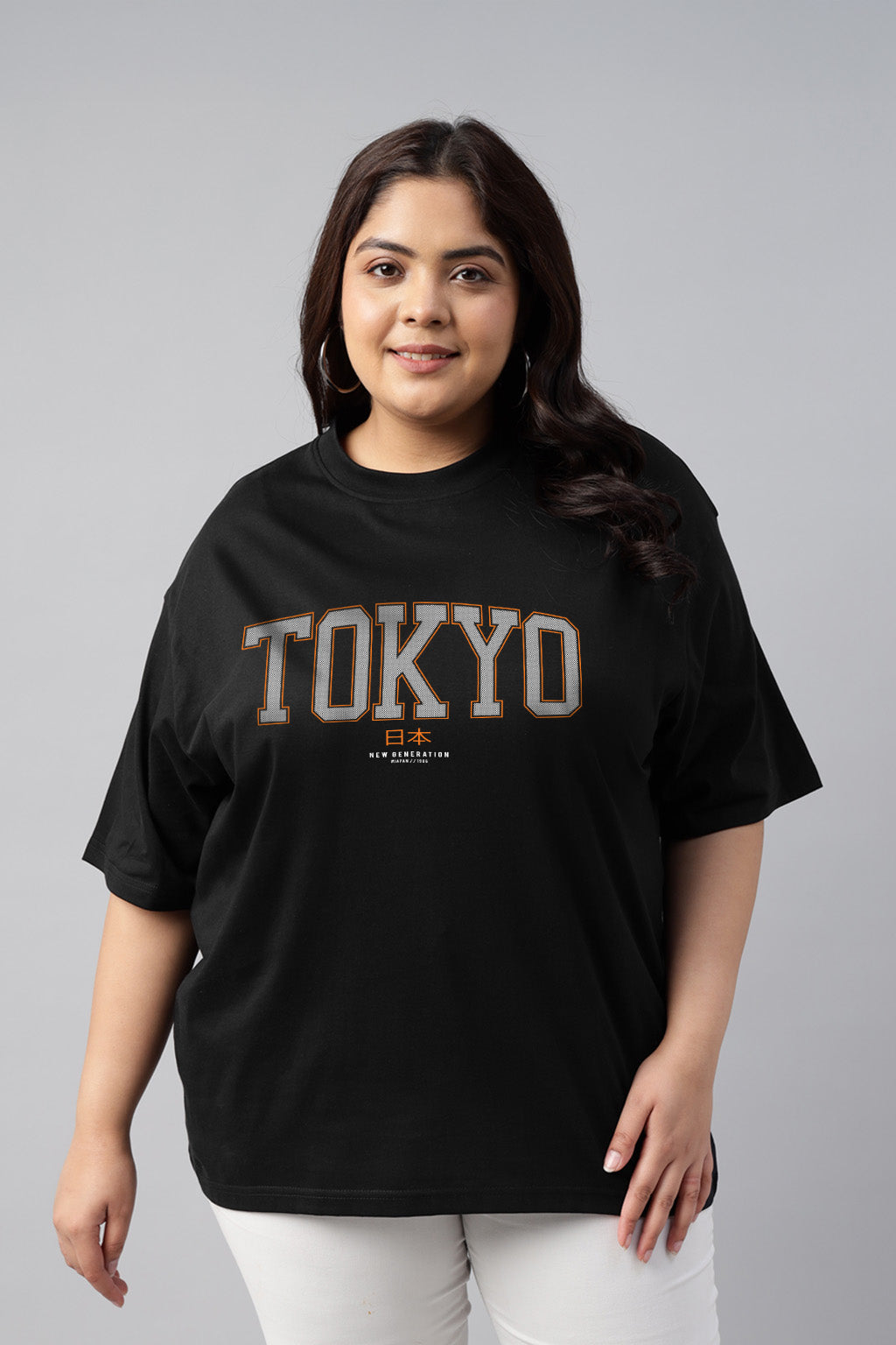 Tokyo Black Plus Size Printed T-shirt