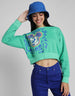 Donald Duck Graphic Printed Green Oversized Sweatshirt