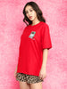 Game Over Red Oversized Fit Graphic T-Shirt