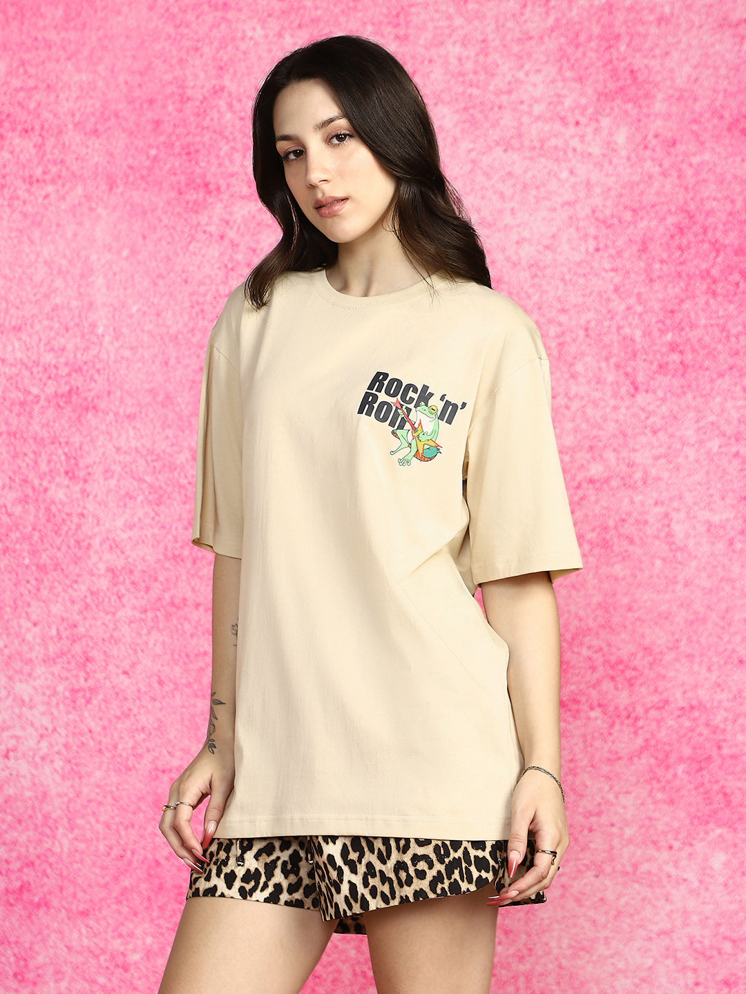 Rock & Roll Swanwhite Oversized Graphic T-Shirt