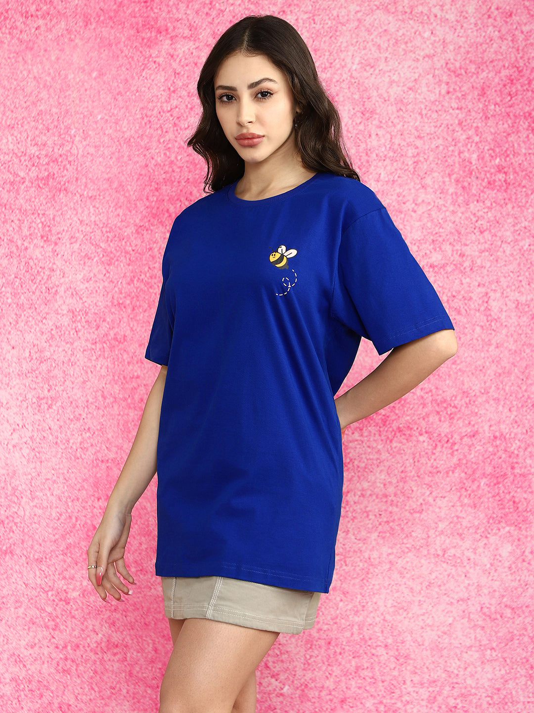 Rock And Roll Royal Blue Oversized Fit Graphic T-Shirt