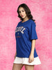 Seoul Royal Blue Oversized Fit Graphic T-Shirt