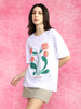 You Loved  White Graphic Printed Oversized T-Shirt