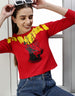 No Mercy Red Graphic Printed Crop-Top