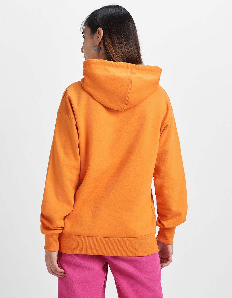 Keep Growing Graphic Printed Orange Oversized Hoodie