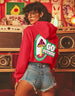 Go Outside Printed Magenta Crop Hoodie