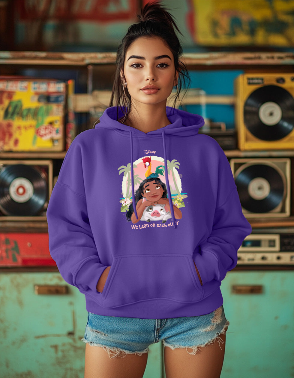 Moana Printed Blue Oversized Hoodie
