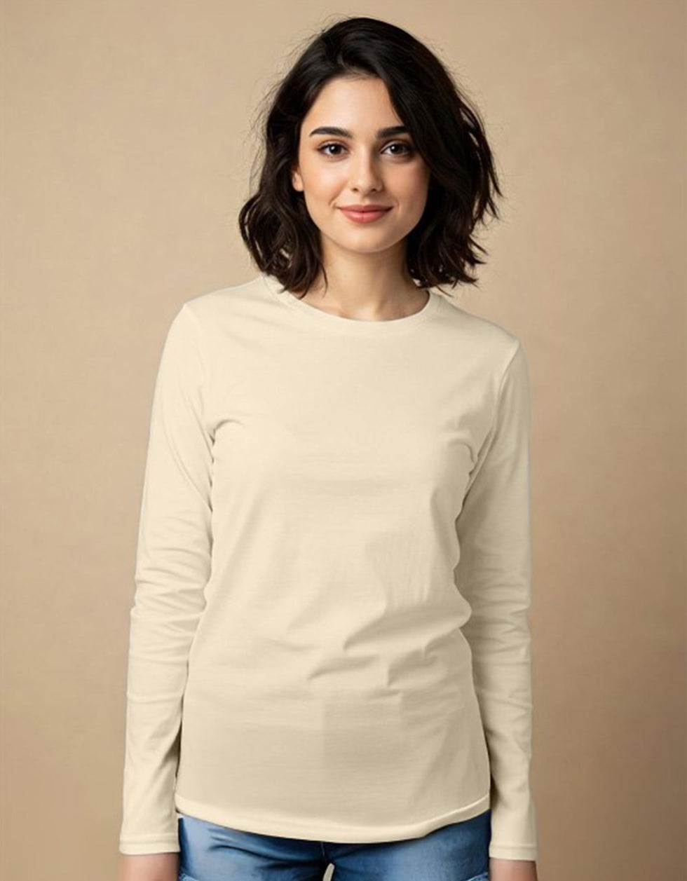 Swan White Plain Full Sleeve Regular Fit T-Shirt