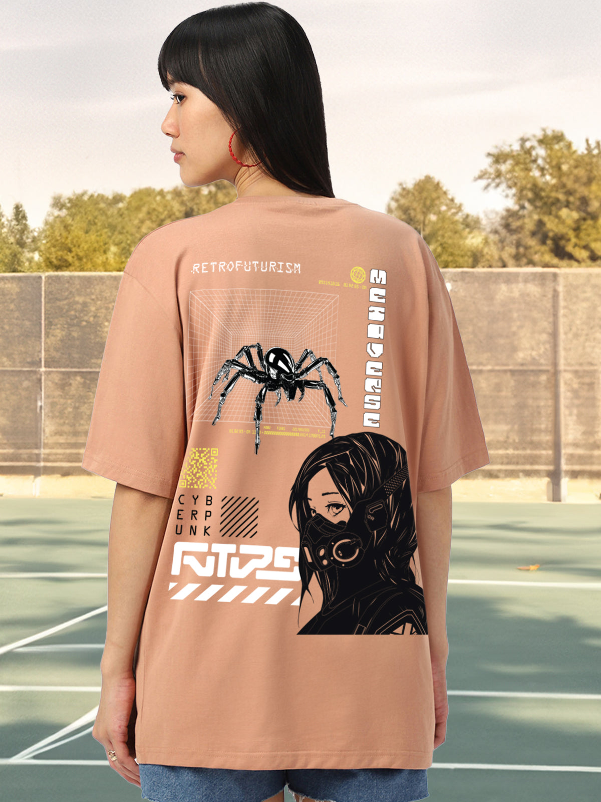 Retro Brown Oversized Graphic T-Shirt