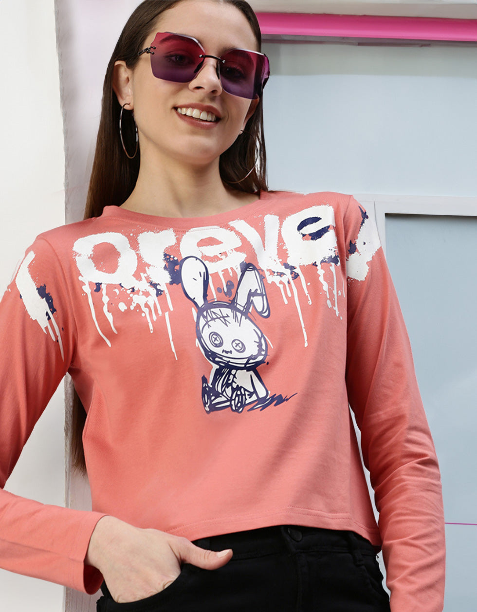 Forever Soap Nut Graphic Printed Crop-Top
